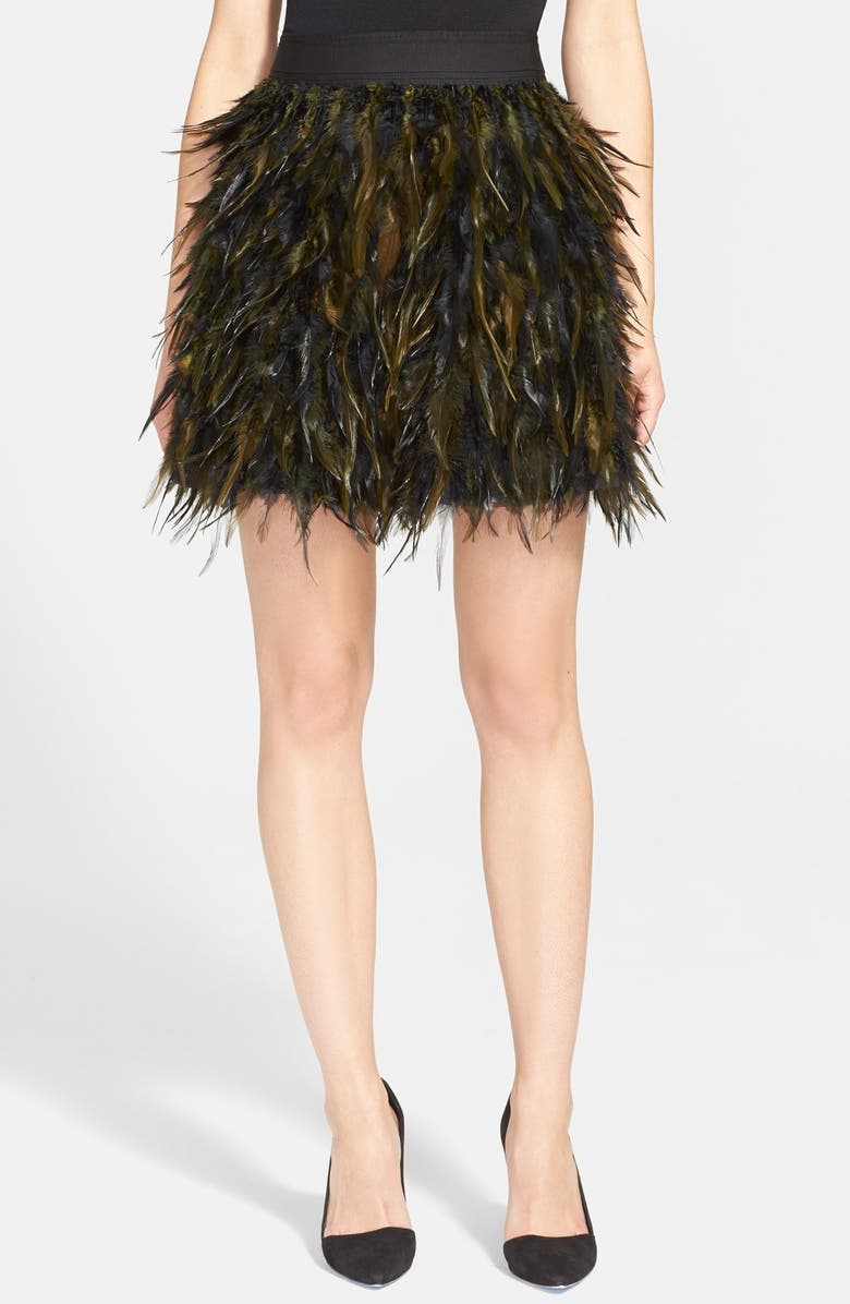 Alice + Olivia 'Cina' Feather Skirt | Nordstrom