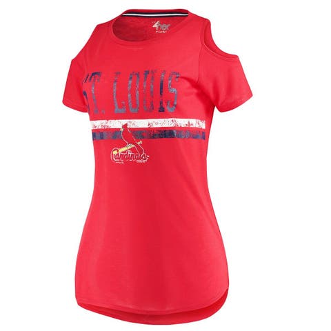 G-III Sports Boston Red Sox MLB Women's Clear The Base Cold Shoulder  Scoopneck T-Shirt - Red