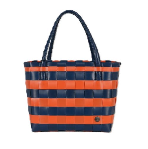 Handed By Paris Spirit Recycled Tote Bags In Dark Blue/orange