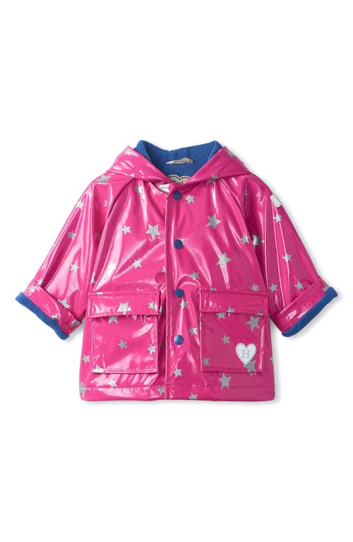 Hatley Glitter Stars Hooded Raincoat Pink at Nordstrom,