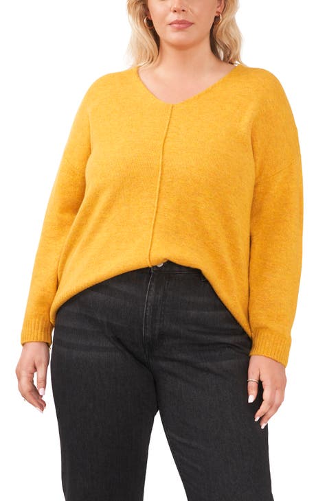 Open Sleeve Yellow Accent Sweater - Women - Ready-to-Wear