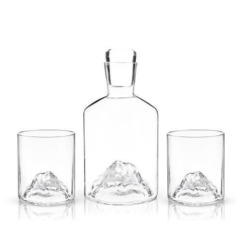 Viski Mountain 3-piece Crystal Liquor Decanter And Tumbler Set In Clear