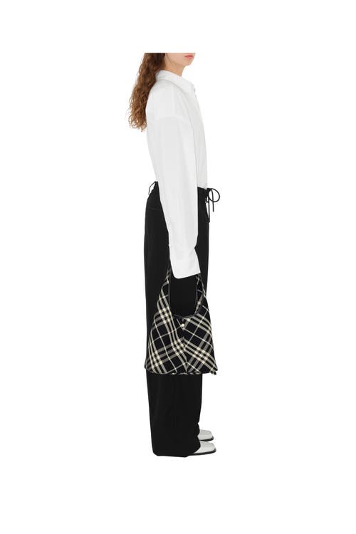 Burberry Black & Off-white Mini Check Bucket Bag In Black/calico