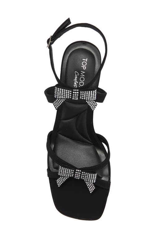 Top Guy Shoes Crystal Bow Block Heel Sandal In Black