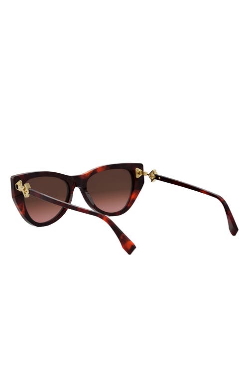 Fendi Ff Diamond Logo Acetate & Nylon Cat-eye Sunglasses In Red Havana/gradient Brown