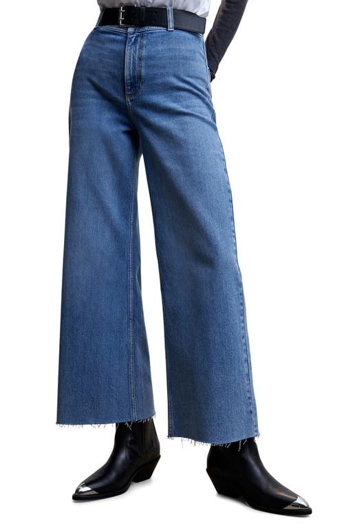 MANGO High Waist Culotte Jeans in Medium Blue at Nordstrom, Size 2