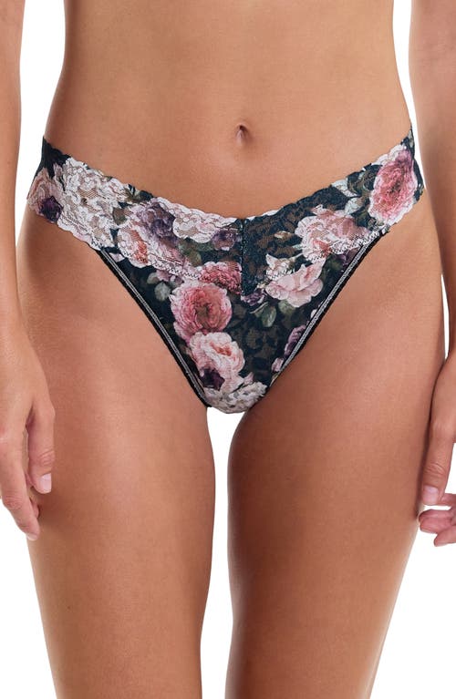 Hanky Panky Print Original Rise Thong in Romantique Black 