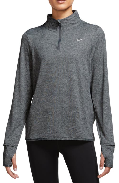 Shop Nike Dri-fit Swift Element Uv Quarter Zip Running Pullover In Smoke Grey/lt Smoke Grey