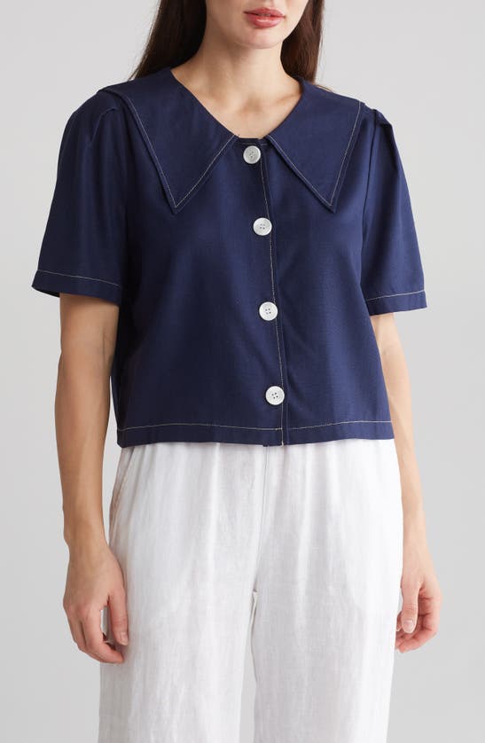 Shop By Design Abby Button-up Top In Peacoat