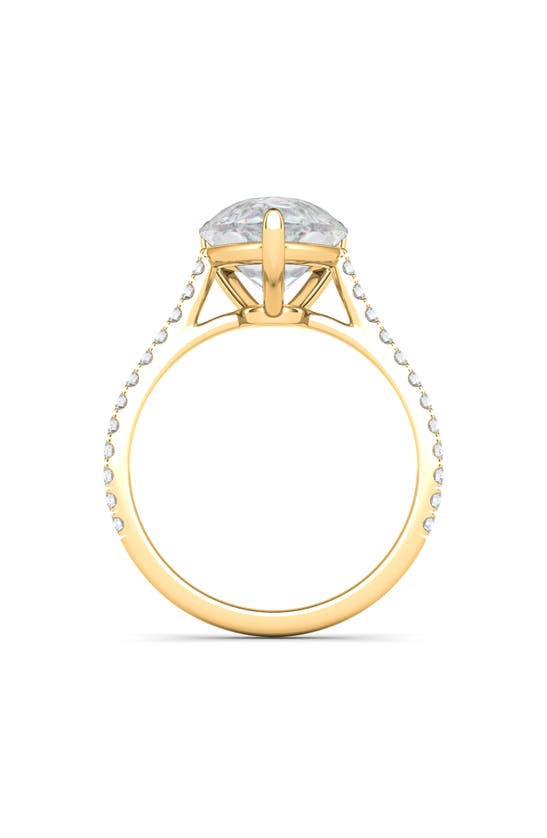 Hautecarat Pear Cut & Pavé Lab Created Diamond 18k Gold Ring In 18k Yellow Gold