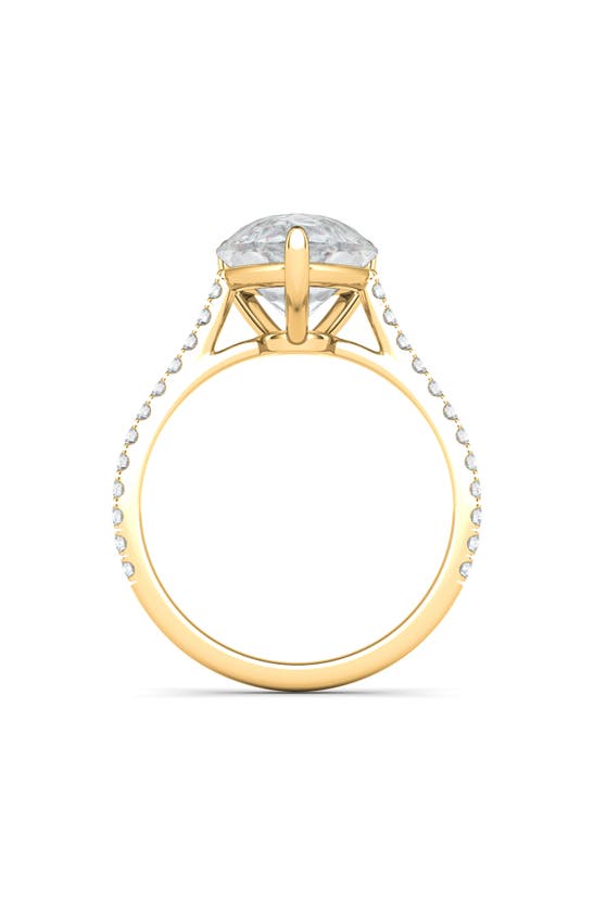 Shop Hautecarat Pear Cut & Pavé Lab Created Diamond 18k Gold Ring In 18k Yellow Gold