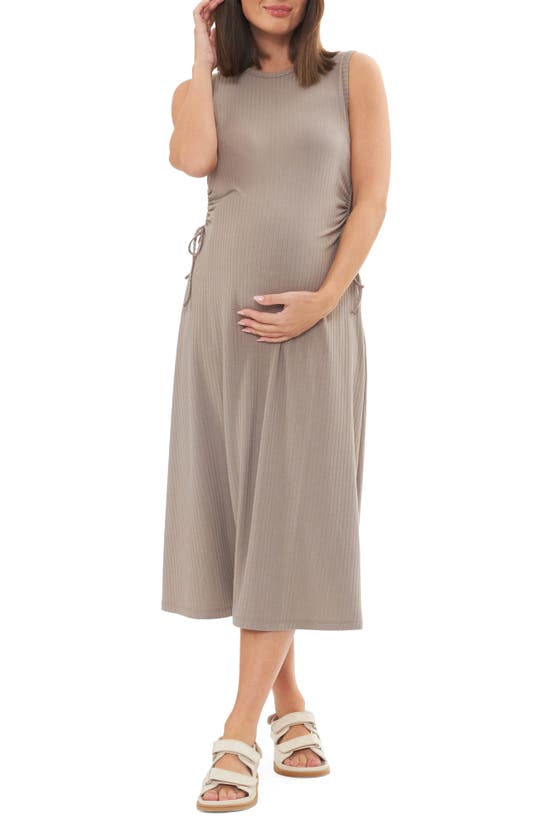 RIPE MATERNITY RIPE MATERNITY CAROL CUTOUT RIB MIDI A-LINE MATERNITY DRESS