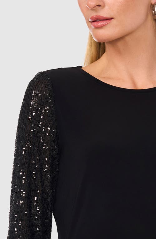 Shop Halogenr Halogen(r) Sequin Fluted Sleeve Top In Rich Black