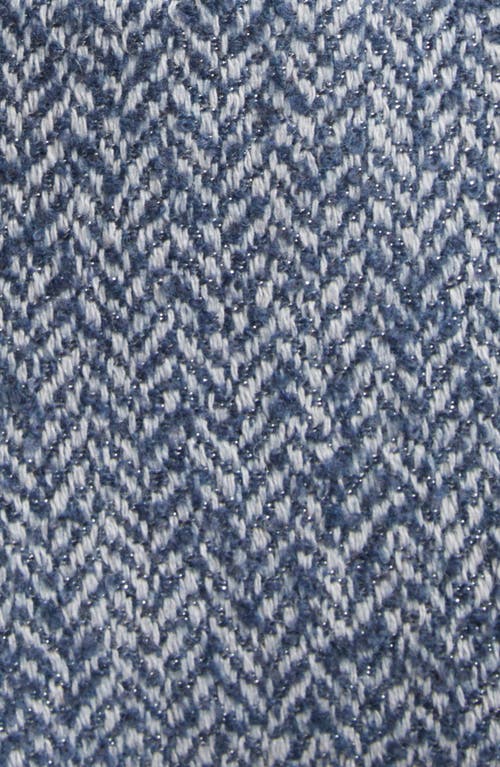 Shop Emporio Armani Metallic Chevron Tweed Jacket In Solid Light Blue