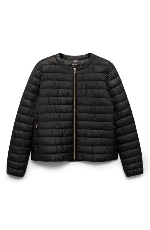 Mango Pocket Quilted Jacket Black In Black