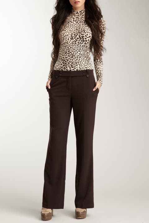 Brown High-waisted Pants for Women