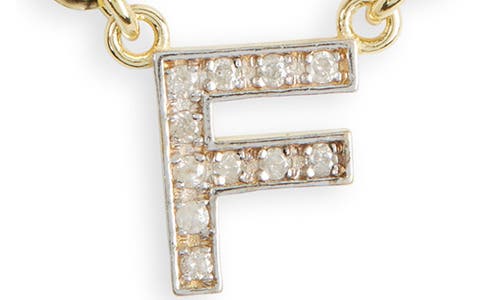 Meshmerise Diamond Initial Charm Paper Clip Chain Necklace In Yellow-f