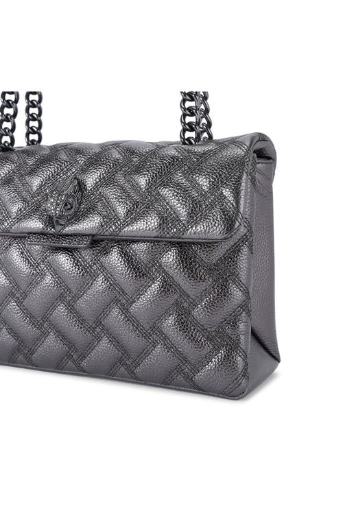 Shop Kurt Geiger London Kensington Drench Quilted Leather Convertible Crossbody Bag In Silver