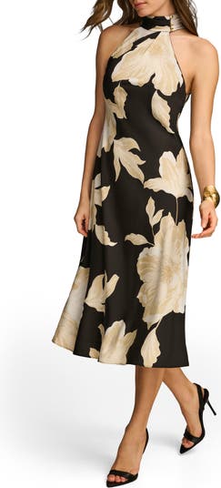 Donna Karan New York Floral Print Sleeveless Midi Dress