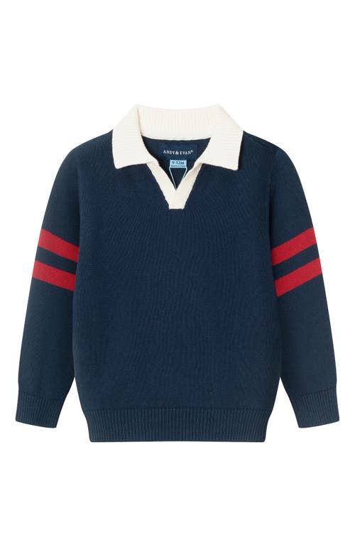 Andy & Evan Collared Sweater & Pants Set In Nvj
