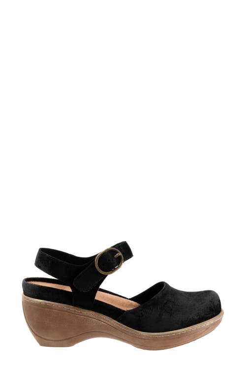 Softwalk ® Mabelle Ankle Strap Platform Clog In Black Suede