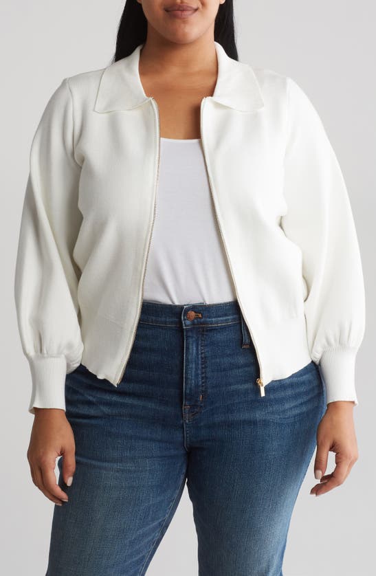 Shop By Design Riley Zip Sweater In Winter White