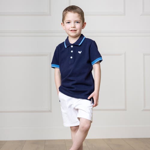 Shop Hope & Henry Boys' Organic Pique Polo, Kids In Navy With Blue And White