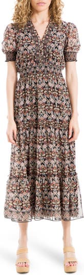 MAX STUDIO Floral Tiered Midi Dress | Nordstromrack