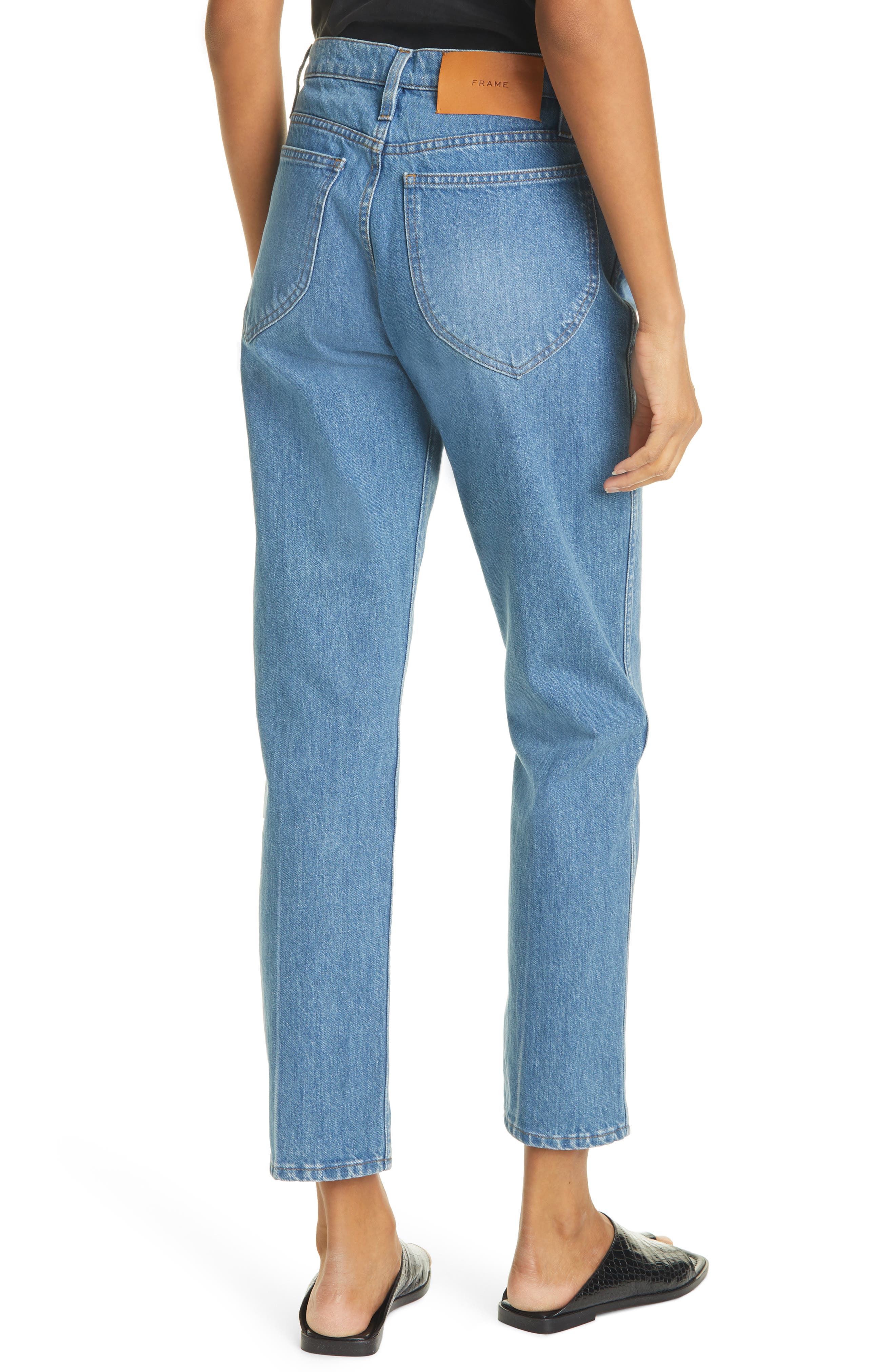 High Waist Ankle Straight Leg Jeans 