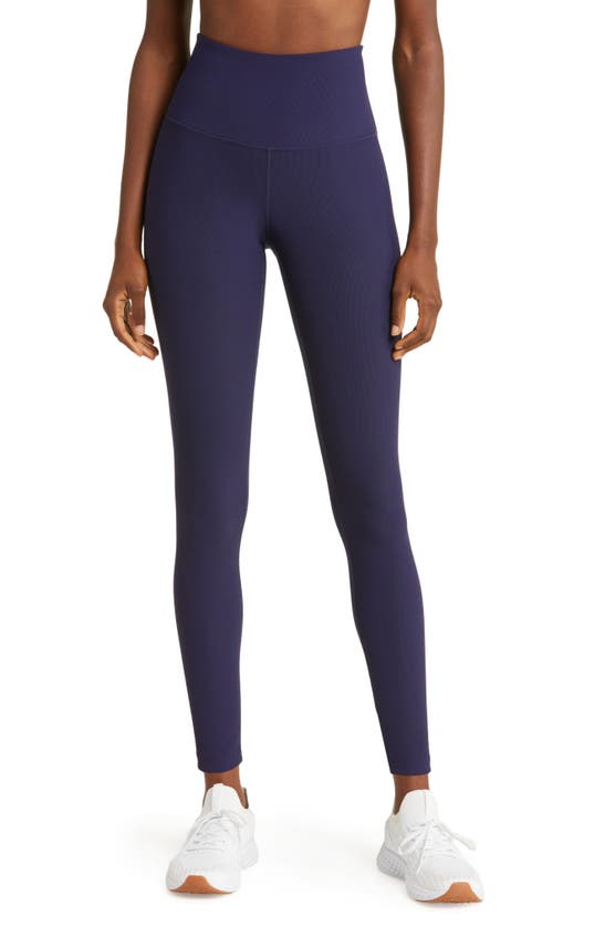 Zella Luxe Rib High Waist Leggings In Navy Evening