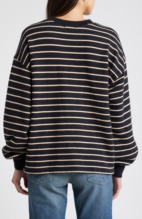 Shop Rails Joan Stripe French Terry Top In Black Ivory Stripe