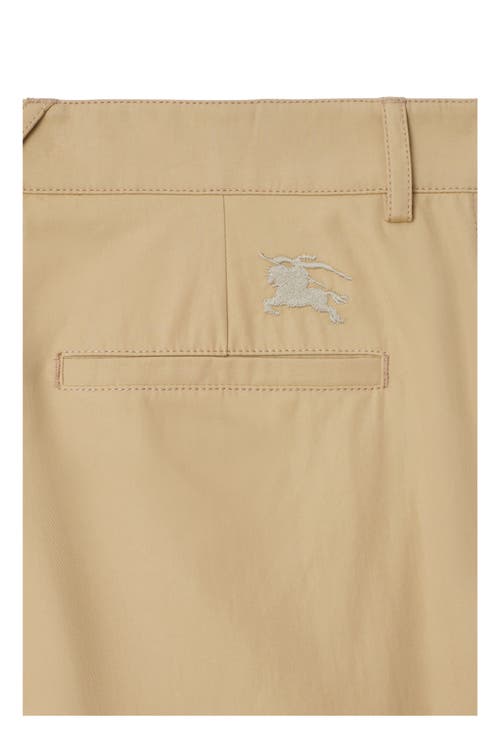 Burberry Logo-embroidered Cotton Chino Trousers In Flax