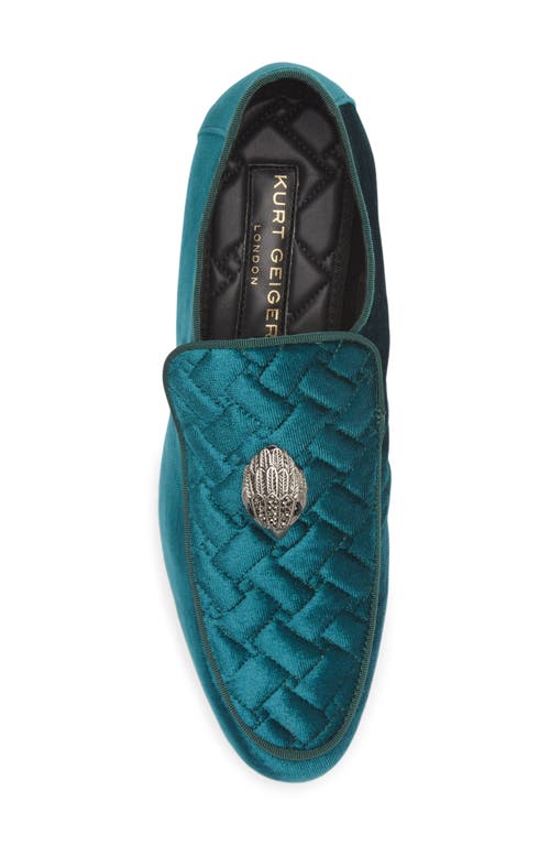 Shop Kurt Geiger London Hugh Eagle Herringbone Loafer In Turquoise/aqua