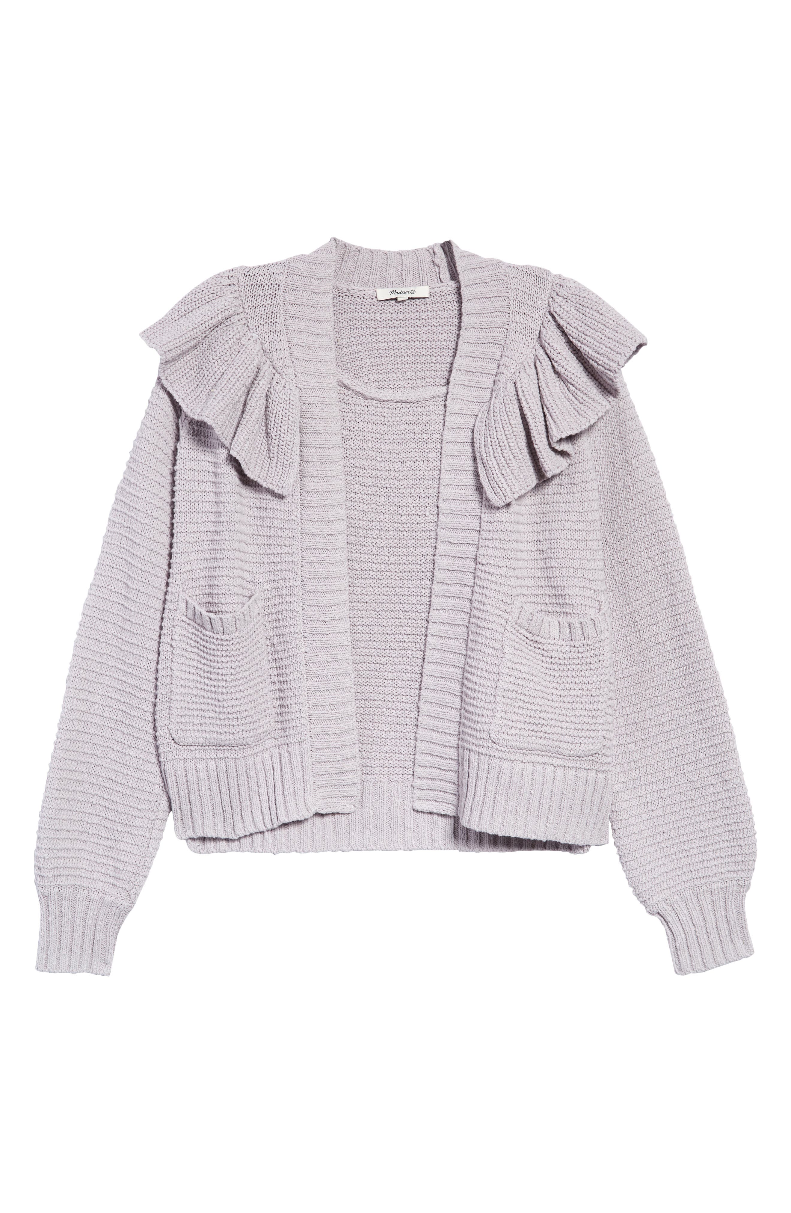 white ruffle cardigan