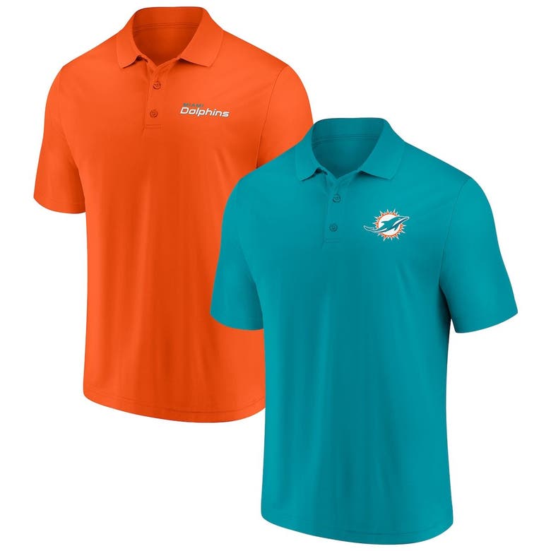 Men's Fanatics Branded Aqua/White Miami Dolphins Long and Short Sleeve  Two-Pack T-Shirt