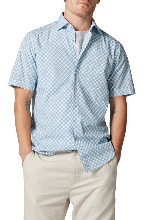 Piemelon Bay Shell Print Short Sleeve Button-Up Shirt