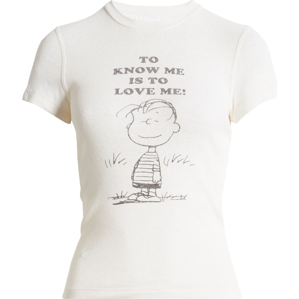 Re/done '90s Baby Linus' Printed T-shirt In Vintage White