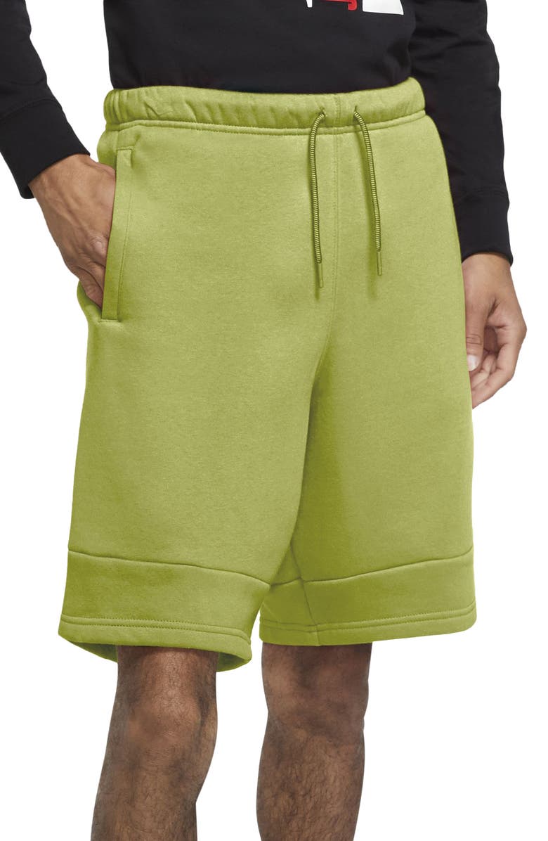NIKE Jordan Jumpman Air Fleece Drawstring Shorts, Main, color, LIMELIGHT/ LIMELIGHT/ SUNSET