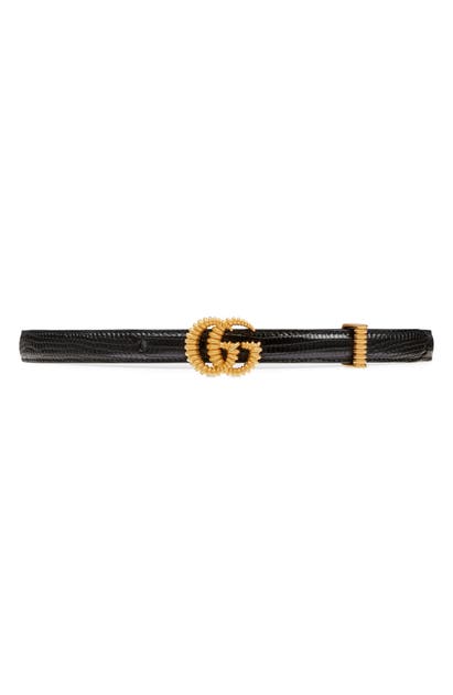 GUCCI GG MARMONT GENUINE LIZARDSKIN BELT,602071LUZ0G