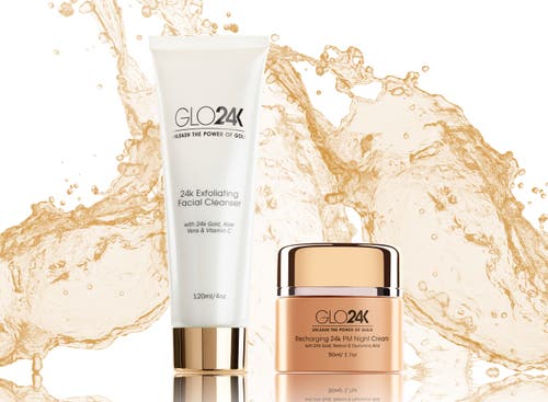 Glo24k Unleash The Power Of Gold Exfoliating Facial Cleanser & Night Cream In Na