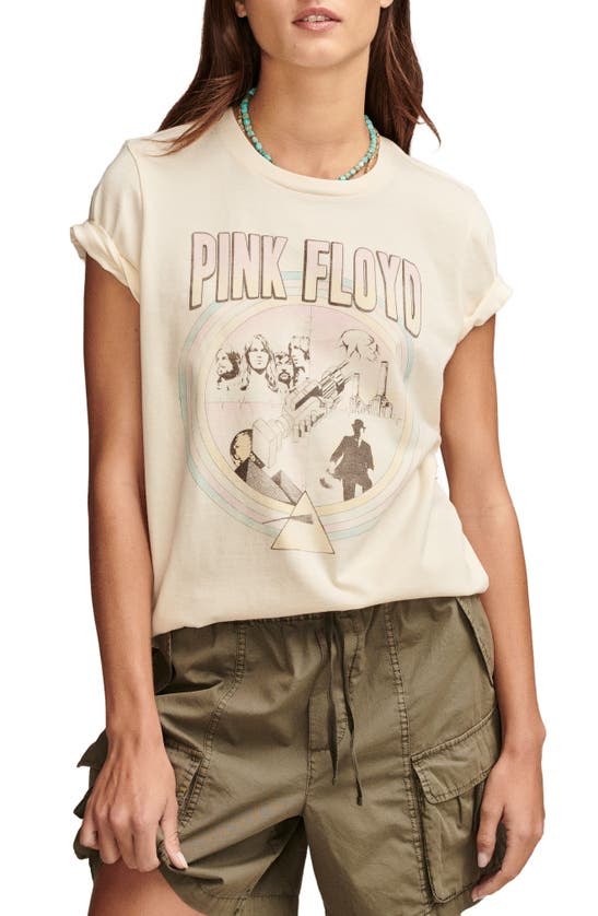 Shop Lucky Brand Pink Floyd Cotton Graphic T-shirt In Turtledove