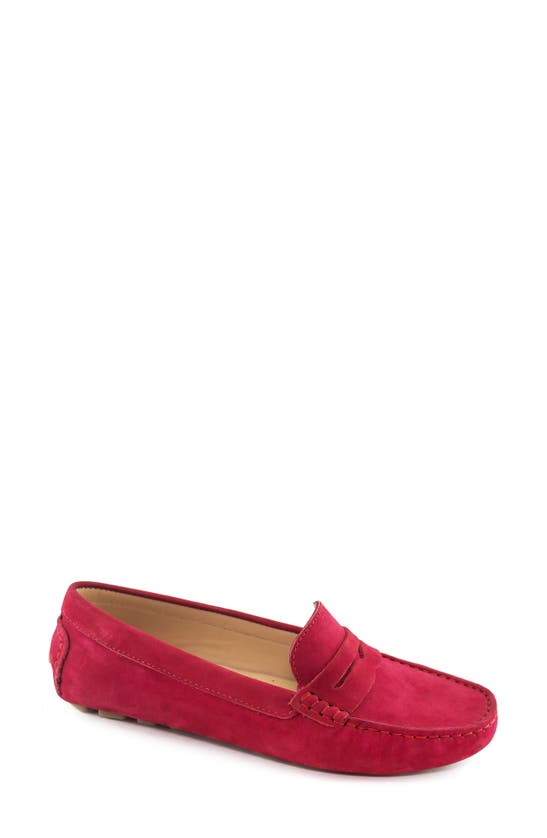 Driver Club Usa Naples Moc Toe Penny Driving Loafer In Red Nobuck Penny