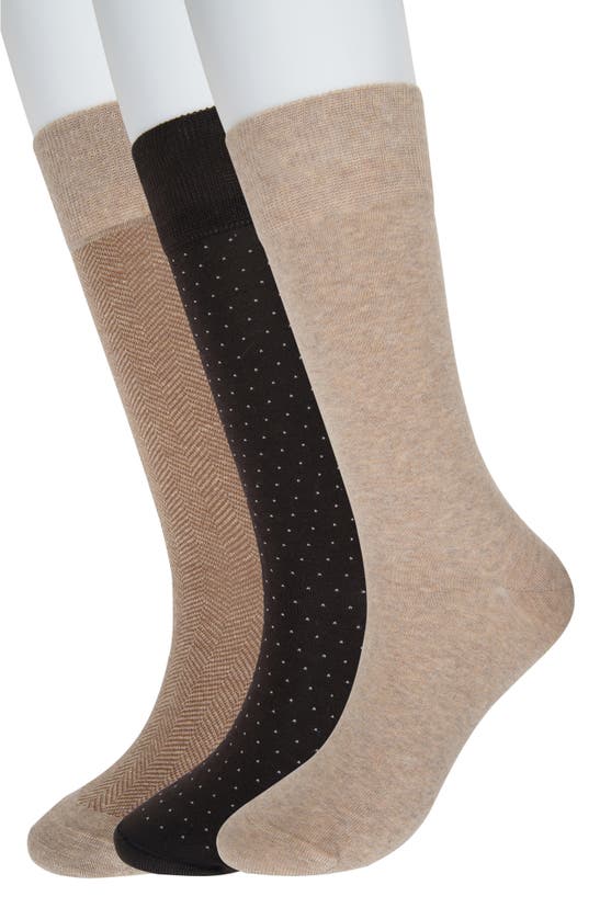 Shop Brooks Brothers Assorted 3-pack Essential Dress Socks In Taupe