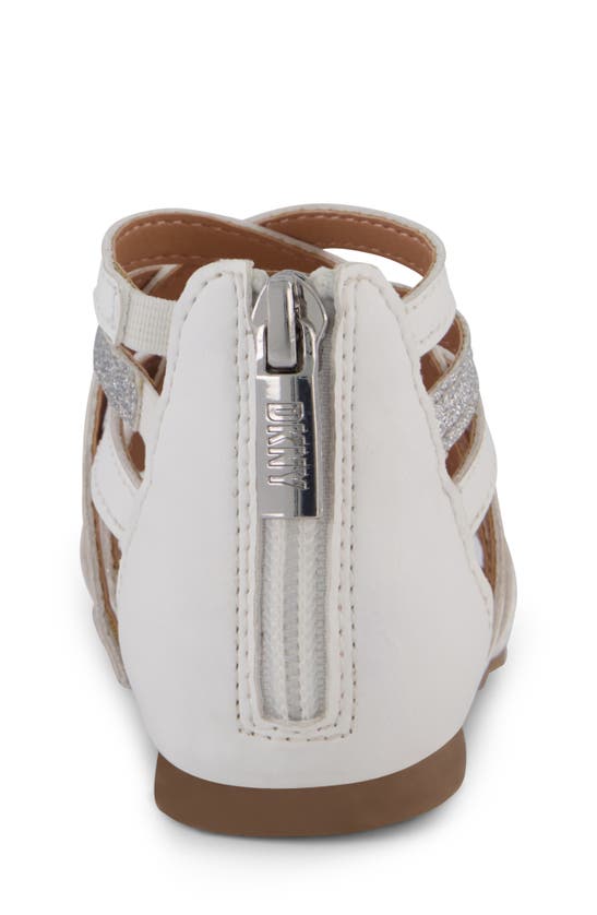 Dkny Kids Hudson Cross Sandal In White/ Silver