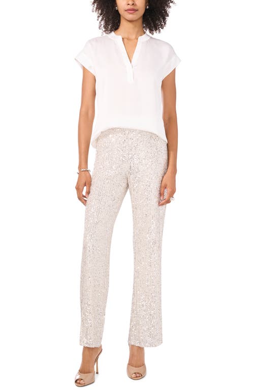 Shop Vince Camuto Sequin Flare Leg Pants In Silver