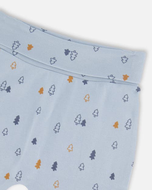 DEUX PAR DEUX DEUX PAR DEUX BABY BOY'S ORGANIC COTTON PRINTED EVOLUTIVE PANT LIGHT BLUE WITH PINE 