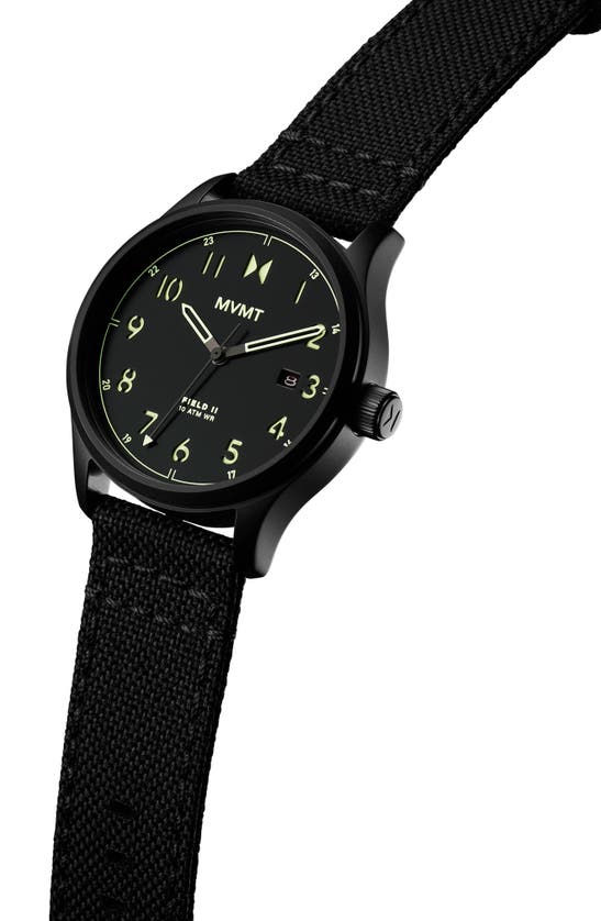 Shop Mvmt Watches Field Ii Nylon Strap Watch, 41mm In Black