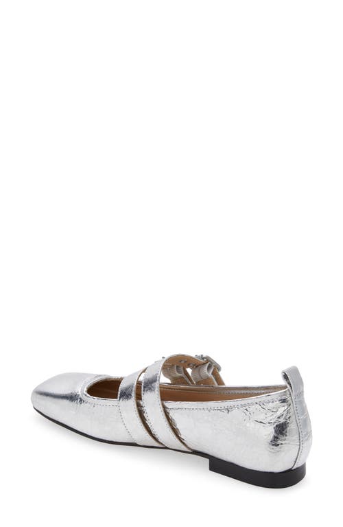 Shop Dolce Vita Ashlyn Mary Jane Flat In Silver Distressed Leather