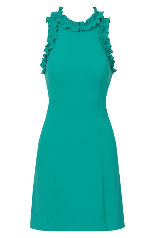 Shop Adrianna Papell Ruffle Sleeveless Crepe Fit & Flare Dress In Exotic Jade