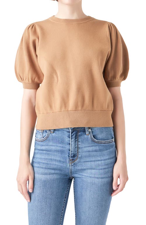 English Factory Puff Sleeve Sweater In Taupe